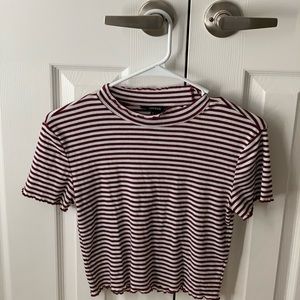 Red and white crop top